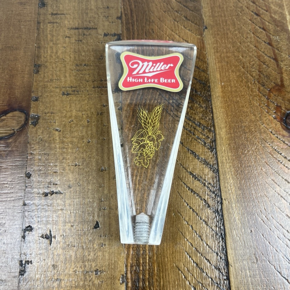 Miller Beer Tap Handle Knob Top Draft Keg Bar Vintage High Life Small Acrylic